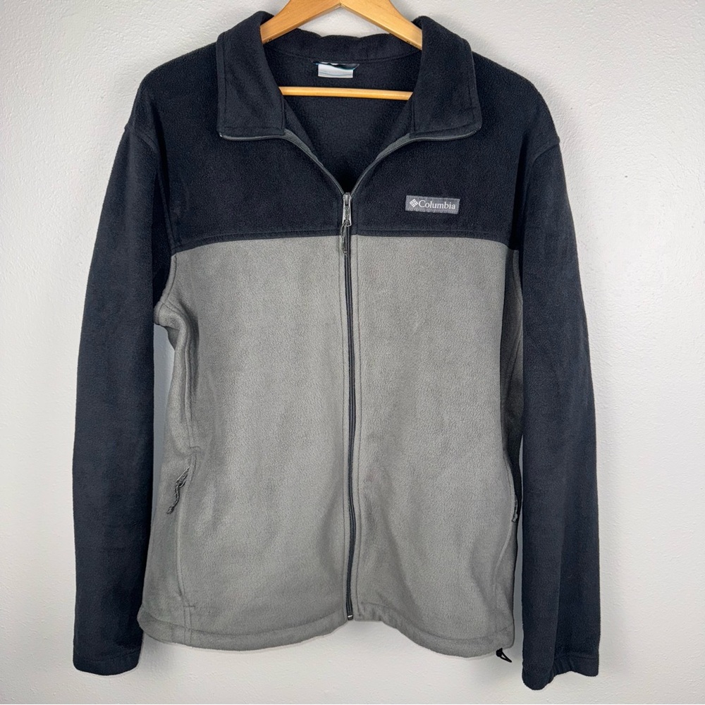 Columbia Jacket Men’s Extra Large XL Black Gray Fleece Full Zip Outdoors Hiking